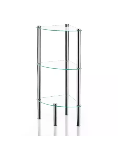 Etagère Salle de Bain d'Angle Ole avec 3 tablettes en verre