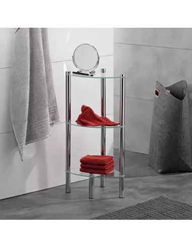 Etagère Salle de Bain d'Angle Ole avec 3 tablettes en verre
