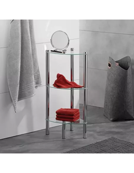 Etagère Salle de Bain d'Angle Ole avec 3 tablettes en verre