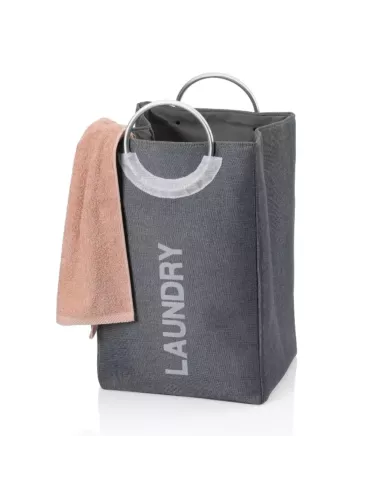 Palma Panière - Sac à linge avec poignées en Aluminium - Gris foncé