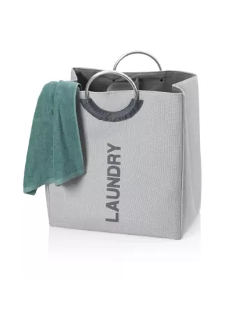 Panier à Linge Palma - Double Compartiment - Gris Clair 2