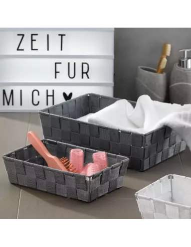 Panier Salle de Bain Alvaro Gris - Lot de 3