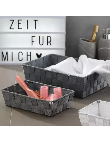 Panier Salle de Bain Alvaro Gris - Lot de 3