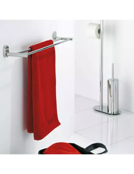 Porte Serviette Mural Double - Lucido 60cm - Inox Brillant
