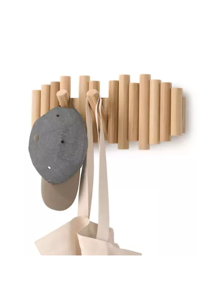 Picket rail Umbra porte manteau en bois 5 crochets