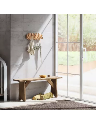 Porte Manteau Mural - Picket Rail 5 Crochets - Bois Naturel - Umbra