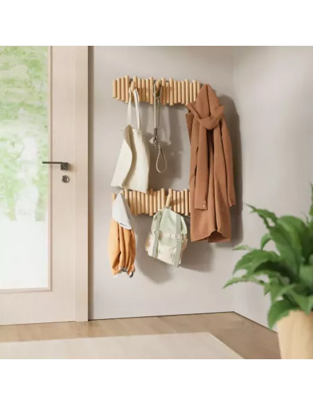 Porte Manteau Mural - Picket Rail 8 Crochets - Bois Naturel - Umbra