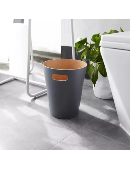 Corbeille à Papier en Bois Woodrow Grise