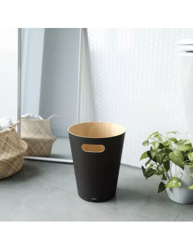 Corbeille à Papier en Bois Woodrow Noire