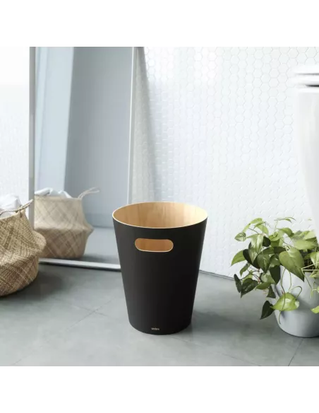Corbeille à Papier en Bois Woodrow Noire