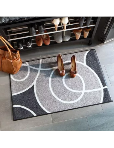 Tapis Entrée Absorbant Swoop Gris 50x75cm