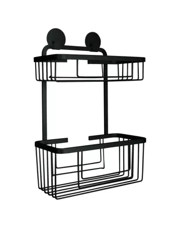 Support Douche Double Auto-Adhésif Rocco Noir - Kleine Wolke