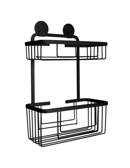 Support Douche Double Auto-Adhésif Rocco Noir - Kleine Wolke