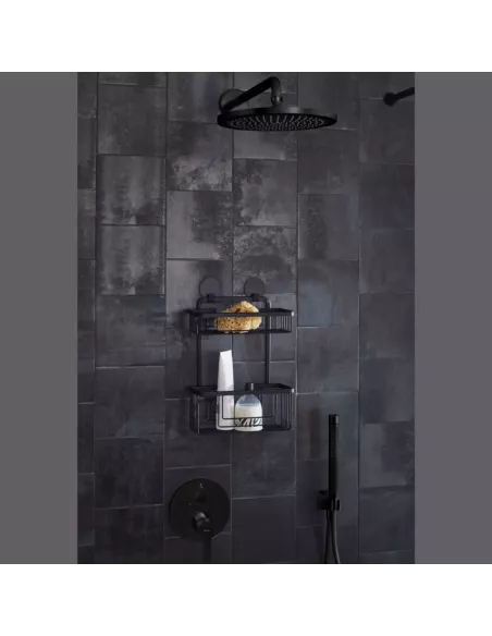 Support Douche Double Auto-Adhésif Rocco Noir - Kleine Wolke