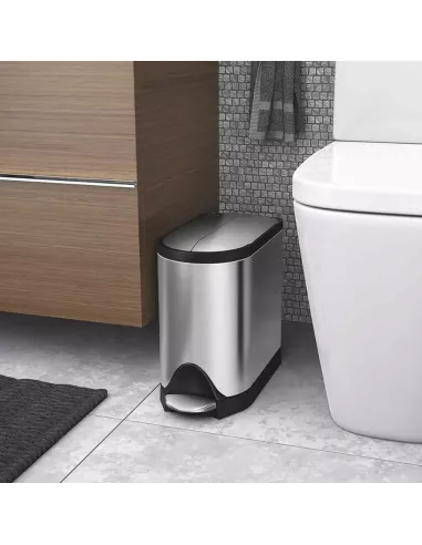 Poubelle Papillon à pédale - 10L - Inox Brossé