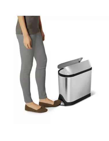 Poubelle Papillon à pédale - 10L - Inox Brossé