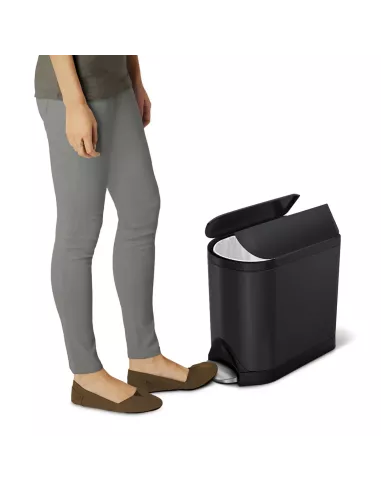 Poubelle Papillon à pédale - 10L - Noir Mat
