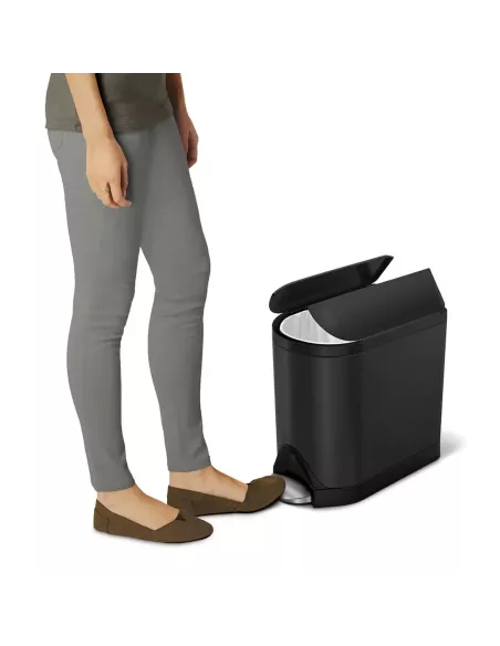 Poubelle Papillon à pédale - 10L - Noir Mat