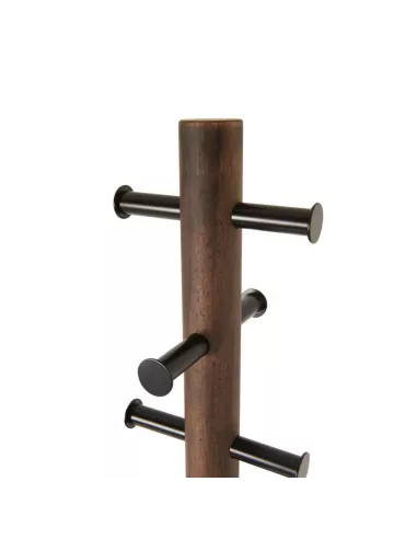 Porte Manteau Sur Pied - Pillar - Noir et Noyer - Umbra