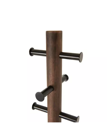 Porte Manteau Sur Pied - Pillar - Noir et Noyer - Umbra