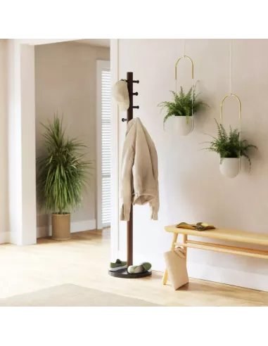 Porte Manteau Sur Pied - Pillar - Noir et Noyer - Umbra