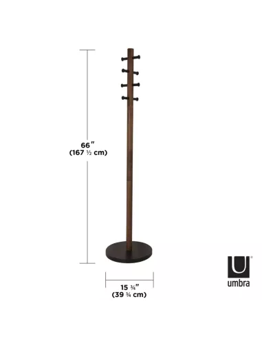 Porte Manteau Sur Pied - Pillar - Noir et Noyer - Umbra