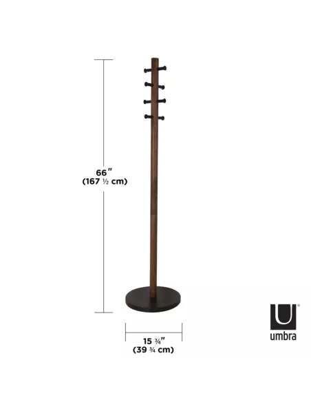 Porte Manteau Sur Pied - Pillar - Noir et Noyer - Umbra