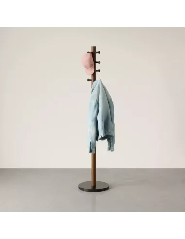 Porte Manteau Sur Pied - Pillar - Noir et Noyer - Umbra