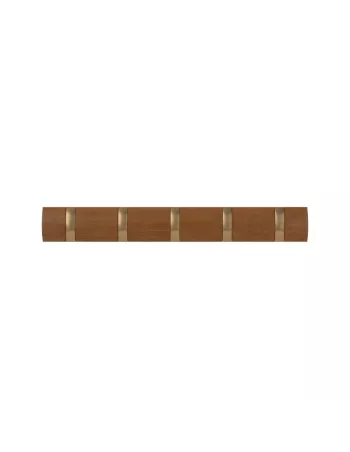 Porte Manteau Mural Flip 5 Hook - coloris Or et Noyer