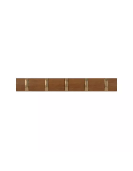 Porte Manteau Mural Flip 5 Hook - coloris Or et Noyer