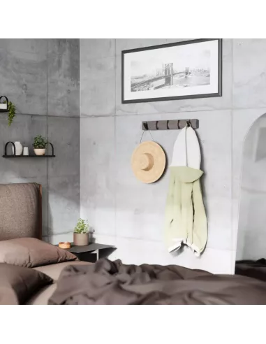 Porte Manteau Mural - Flip 5 crochets - Gris / Etain