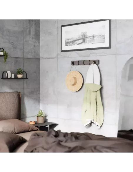 Porte Manteau Mural - Flip 5 crochets - Gris / Etain