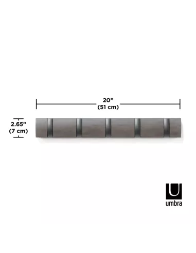 Porte Manteau Mural - Flip 5 crochets - Gris / Etain