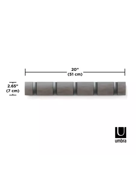 Porte Manteau Mural - Flip 5 crochets - Gris / Etain