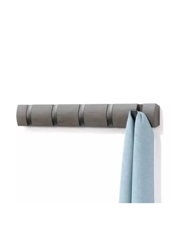 Porte Manteau Mural - Flip 5 crochets - Gris / Etain