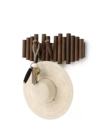 Porte Manteau Mural - Picket Rail Bois 5 crochets - Noyer - Umbra