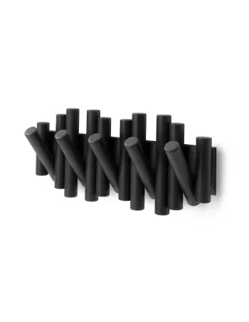 Porte Manteau Mural - Picket Rail Bois 5 crochets - Noir