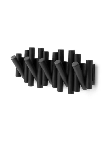 Porte Manteau Mural - Picket Rail Bois 5 crochets - Noir - Umbra