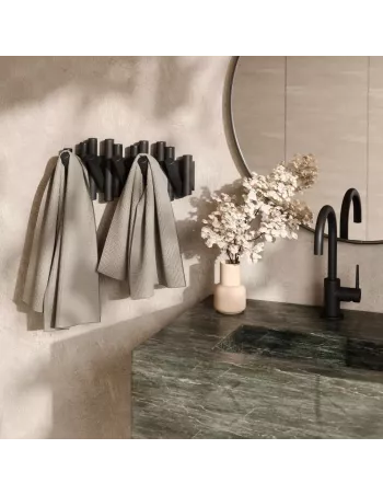 Porte Manteau Mural - Picket Rail Bois 5 crochets - Noir - Umbra 2