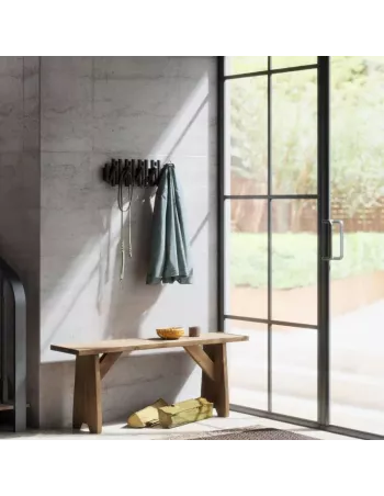 Porte Manteau Mural - Picket Rail Bois 5 crochets - Noir 2