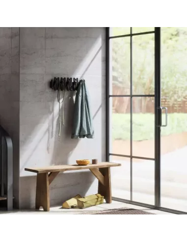 Porte Manteau Mural - Picket Rail Bois 5 crochets - Noir - Umbra