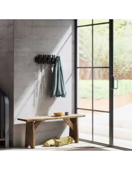 Porte Manteau Mural - Picket Rail Bois 5 crochets - Noir - Umbra