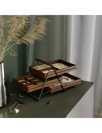 Terrace Plateau de rangement pour bijoux - 3 niveaux - Noyer 2