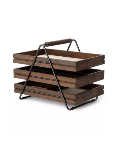 Terrace Plateau de rangement pour bijoux - 3 niveaux - Noyer