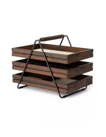 Terrace Plateau de rangement pour bijoux - 3 niveaux - Noyer