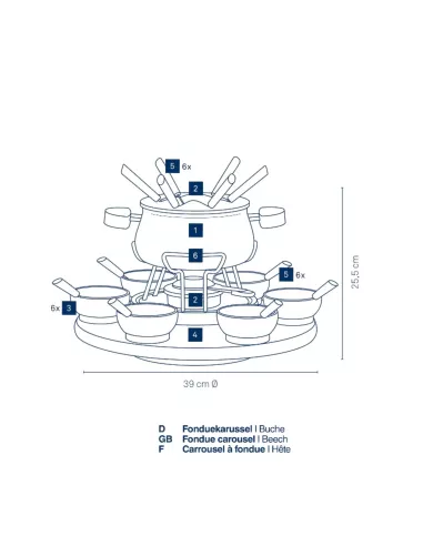 Carrousel à fondue Natura (23 pièces) - Kela