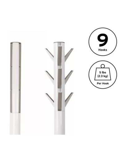 Porte manteaux sur pied - 9 crochets escamotables - Flapper Blanc - Umbra