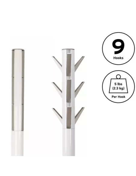 Porte manteaux sur pied - 9 crochets escamotables - Flapper Blanc - Umbra