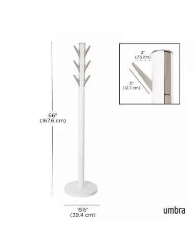 Porte manteaux sur pied - 9 crochets escamotables - Flapper Blanc - Umbra