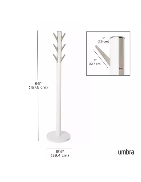 Porte manteaux sur pied - 9 crochets escamotables - Flapper Blanc - Umbra